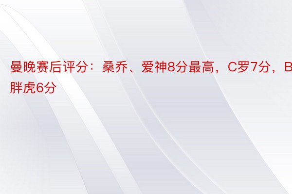 曼晚赛后评分：桑乔、爱神8分最高，C罗7分，B费胖虎6分