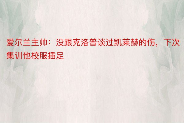 爱尔兰主帅：没跟克洛普谈过凯莱赫的伤，下次集训他校服插足