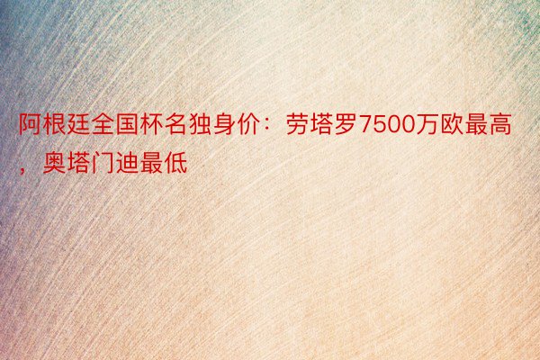 阿根廷全国杯名独身价：劳塔罗7500万欧最高，奥塔门迪最低