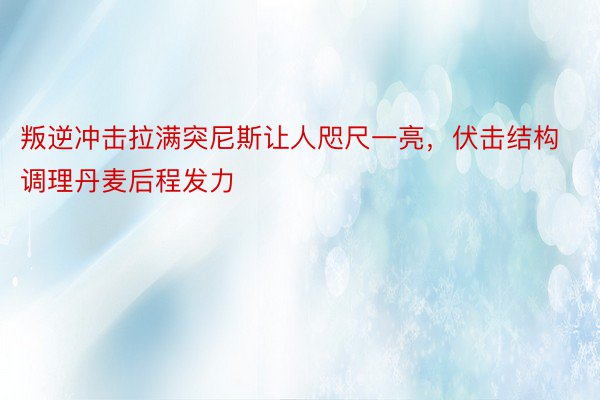 叛逆冲击拉满突尼斯让人咫尺一亮，伏击结构调理丹麦后程发力